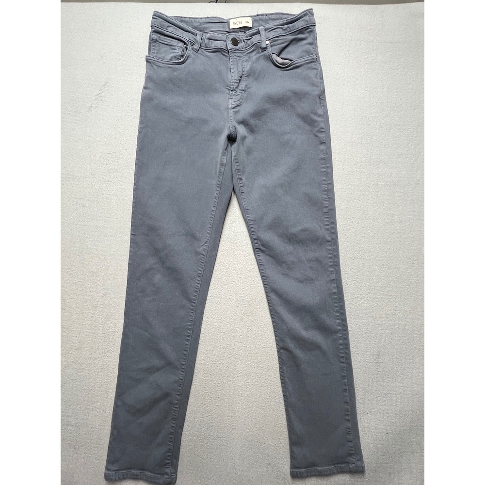 RYE 51 Men's Gray Slim Straight Stretch Pants 32x32 Soft Luxury Casual"